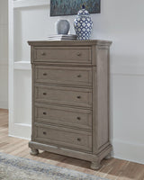Lettner Light Gray Chest Of Drawers - front angle