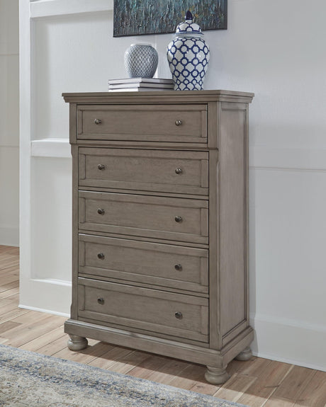 Lettner Light Gray Chest Of Drawers - front angle
