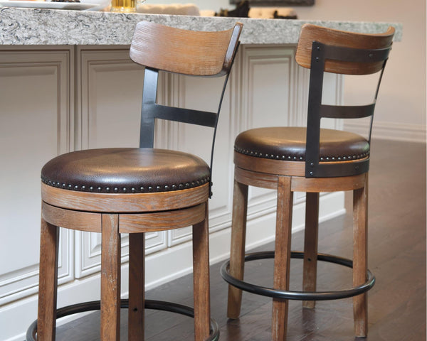 Pinnadel Light Brown Upholstered Counter Height Bar Stool front angle