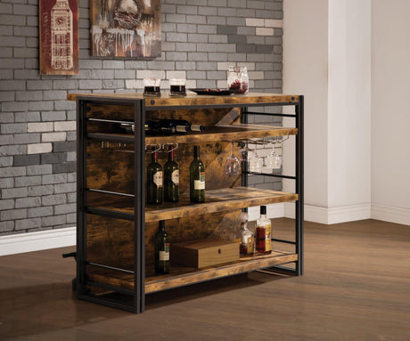 Renaldi Bar Unit With Stemware Rack Antique Nutmeg - Ella Furniture