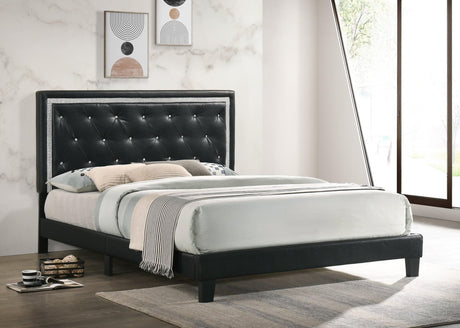 Black Pu Upholstered Tufted Platform Twin Bed - Ella Furniture