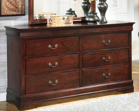 Alisdair dark brown six-drawer dresser angled view