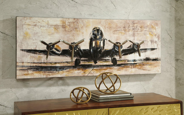 Kalene abstract geometric wall art canvas in brown and black, angled view