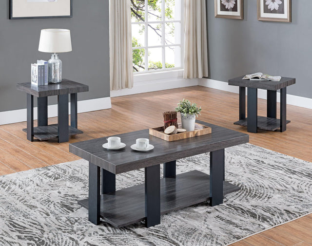 Randy Dark-Gray Modern Aesthetic 3-Piece Occasional Coffee Table Set - Ella Furniture
