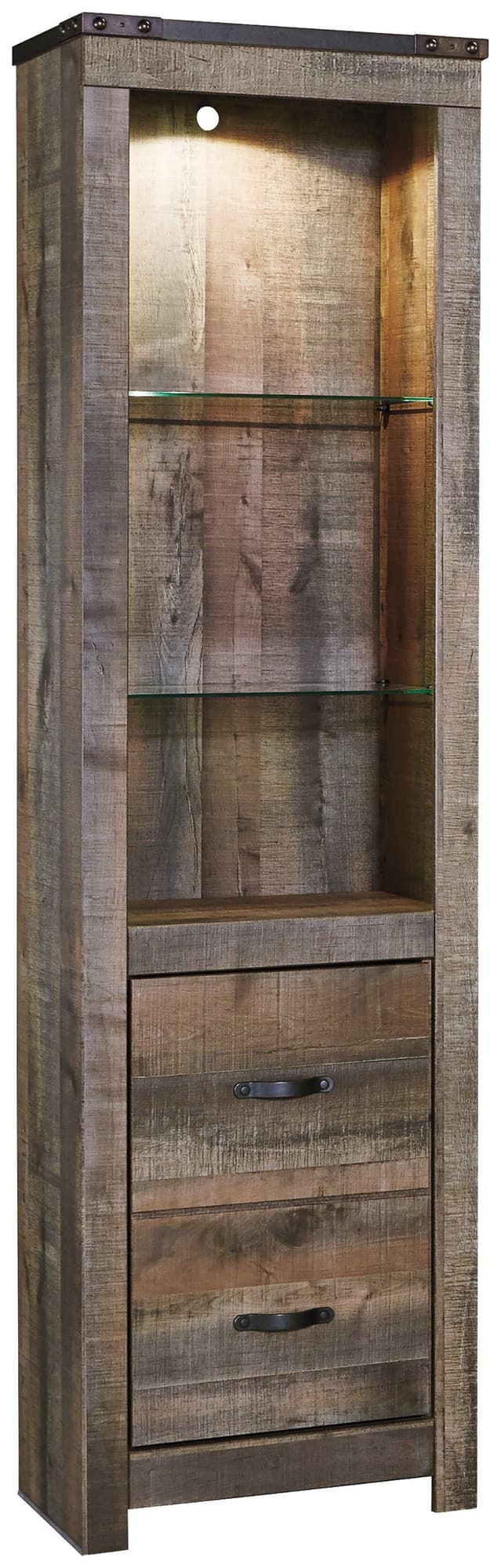 Trinell Rustic Oak Entertainment Center Pier front view