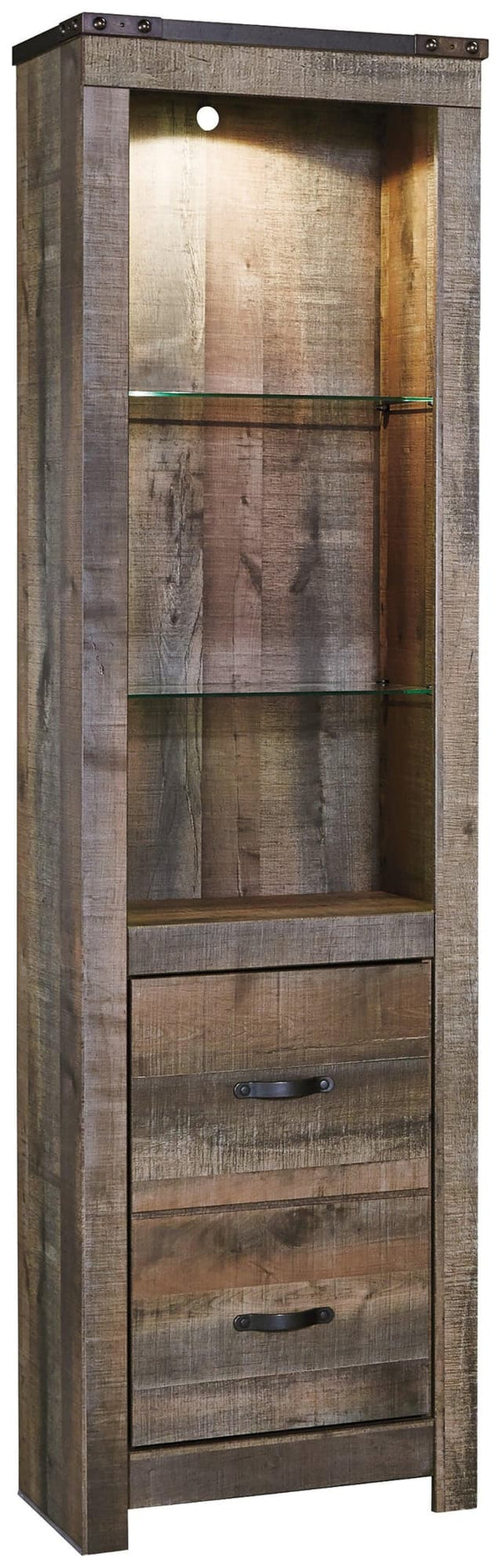 Trinell Rustic Oak Entertainment Center Pier front view