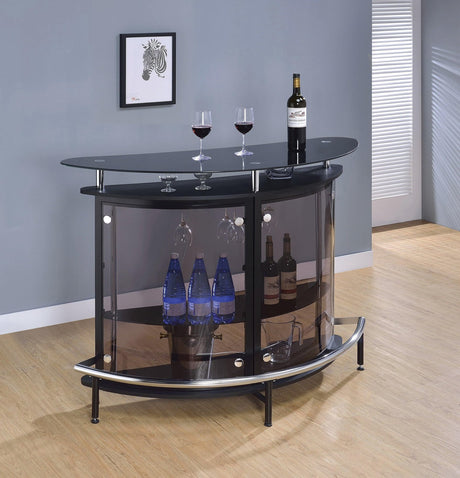 Amarillo 2-Tier Bar Unit Black And Chrome - Ella Furniture