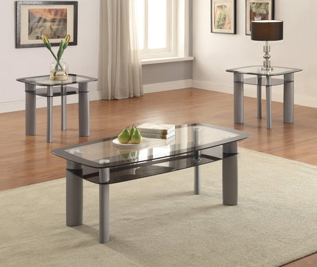 Echo Natural Gray Finish Modern 3-Piece Coffee Table Set - Ella Furniture