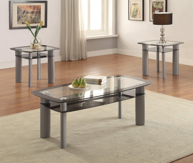 Echo Natural Gray Finish Modern 3-Piece Coffee Table Set - Ella Furniture