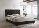Ridenhour Black Modern Traditional Solid Wood Faux Leather Upholstered Tufted Platform Full Bed - Ella Furniture
