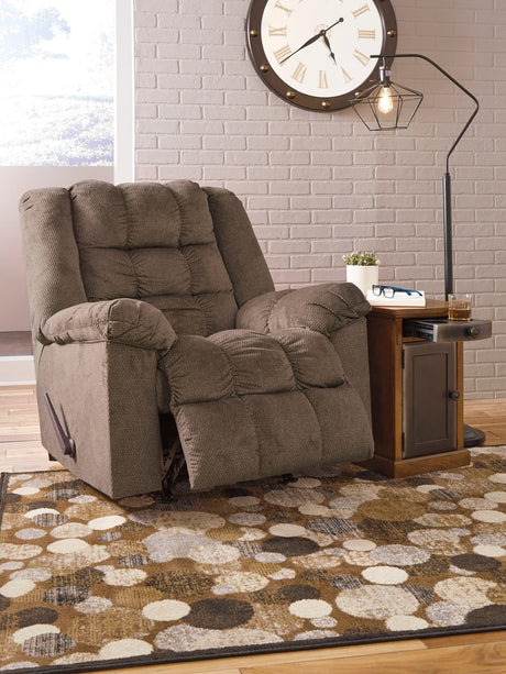 Drakestone Brown Metal Polyester Armchair Rocker Recliner (Heat/massage) - Ella Furniture