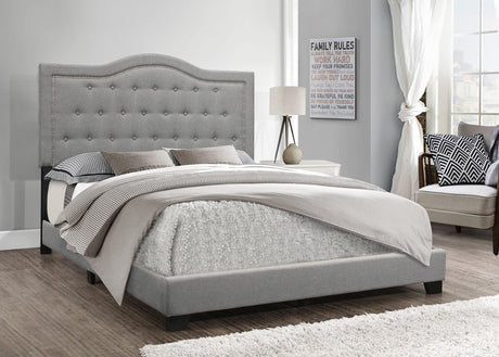 Emma Gray Modern Contemporary Solid Wood Fabric Upholstered Tufted Full Bed - Ella Furniture