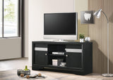 Regata Black/Silver Finish Modern Tv Stand, Entertainment Cabinet, Contemporary Style, Media Console With Wood Finish And Wood Legs with Storage Doors for Living Room - Ella Furniture