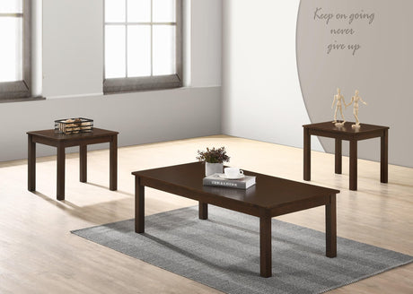 3-Pk Pierce Simple and Clean, Casual Brown Wood Cocktail Table Set, Straight Legs - Ella Furniture