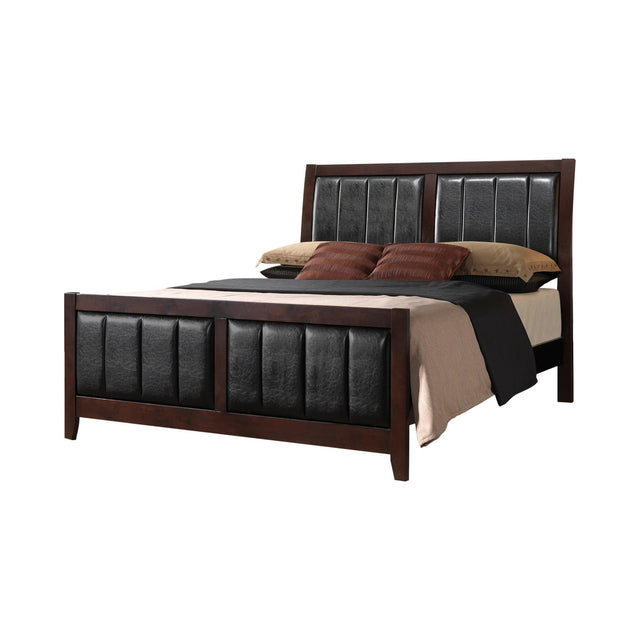 Carlton Eastern King Upholstered Bed Cappuccino And Black - Ella Furniture