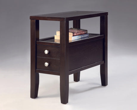 Matthew Deep Brown Finish Contemporary Side Table, Hardwood, Wood Veneers And Wood - Ella Furniture