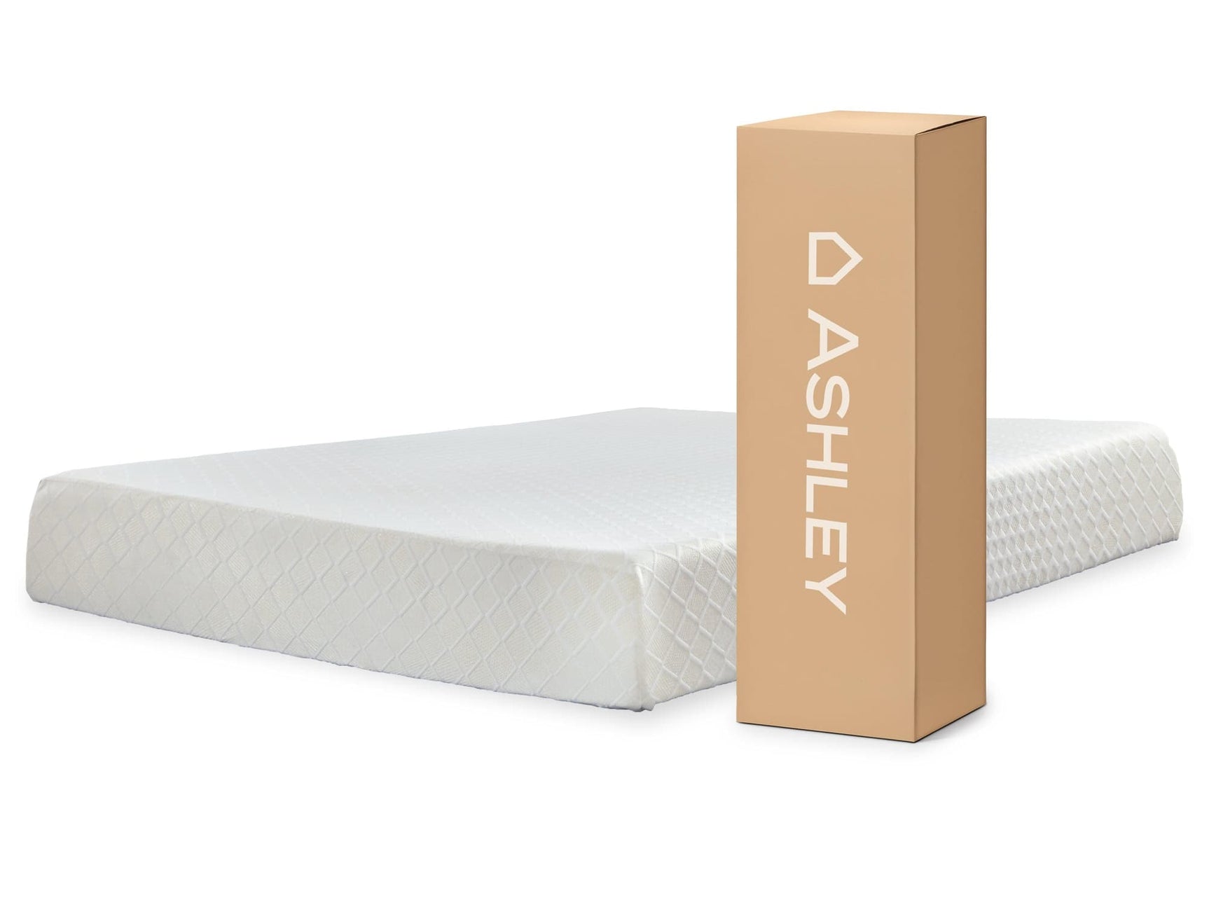 Full view of 10 Inch Chime Memory Foam White Full Mattress in a Box