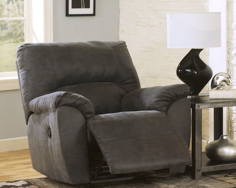 Tambo Pewter Faux Leather Recliner Chair angled view