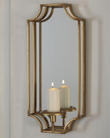 Dumi goldtone metal and mirrored glass wall sconce front view