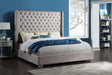 Silver Modern Traditional Solid Wood Velvet Upholstered Tufted King Bed - Ella Furniture