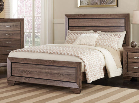 Kauffman Eastern King Panel Bed Washed Taupe - Ella Furniture