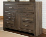 Juararo Dark Brown 6-Drawer Dresser with Cabinet front angle