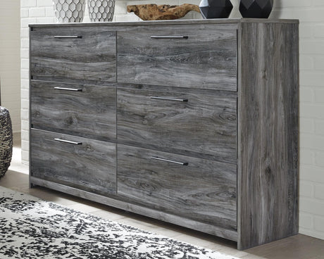 Baystorm Gray Dresser angled view showing oak grain finish