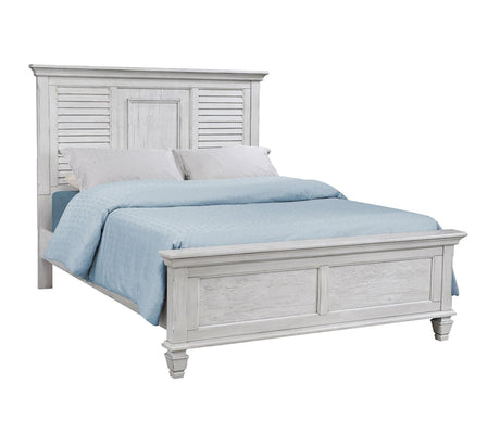 Franco Queen Panel Bed Antique White - Ella Furniture