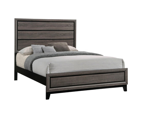 Watson Queen Bed Grey Oak And Black - Ella Furniture