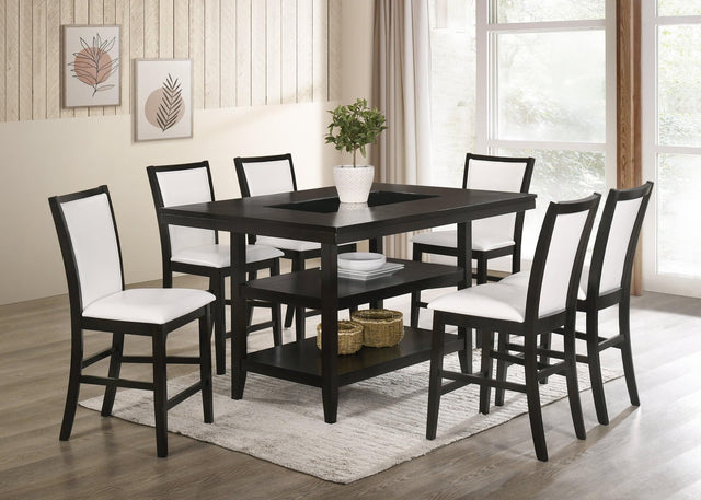 Condor White Modern Solid Wood Faux Leather Counter Height Dining Table & 6 Chairs Set - Ella Furniture