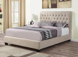 Chloe Tufted Upholstered Full Bed Oatmeal - Ella Furniture