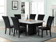Deinppa Black Contemporary Industrial Wood Faux Marble Velvet Dining Table + 6 Chair Set - Ella Furniture