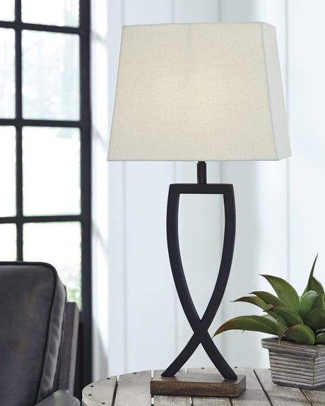 Makara black and brown table lamp set of 2 shown front angle