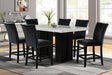 Stockholm Black Contemporary Industrial Wood Faux Marble Velvet Counter Height Dining Table + 6 Chair Set - Ella Furniture