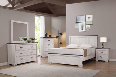 Leighton Cream/Brown Simple And Modern Solid Hardwood Queen Panel Bed - Ella Furniture