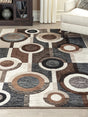 Guintte Multi 8'2" x 9'6" rug showing full rectangular geometric pattern in black, brown, and cream