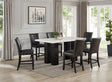 Finley Black Pu Parsons Faux Leather Solid Manufactured Wood Genuine Marble Counter Height Dining Table & 6 Chairs - Ella Furniture