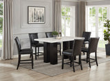 Finley Black Pu Parsons Faux Leather Solid Manufactured Wood Genuine Marble Counter Height Dining Table & 6 Chairs - Ella Furniture