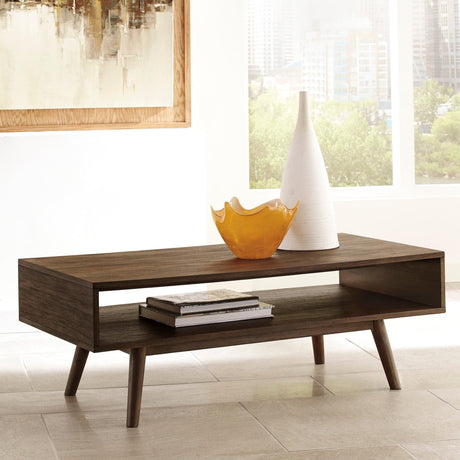 Kisper Dark Brown Modern Contemporary Wood Rectangular Occasional Table - Ella Furniture
