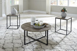 Wadeworth Black Brown Modern Contemporary Wood And Metal Occasional Table Set - Ella Furniture