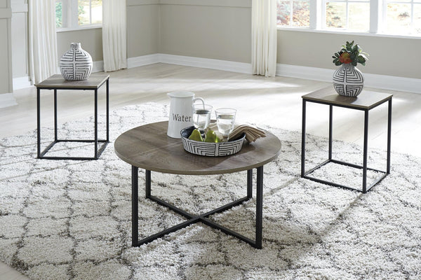 Wadeworth Black Brown Modern Contemporary Wood And Metal Occasional Table Set - Ella Furniture