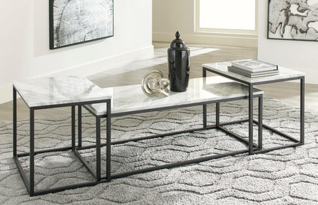Donnesta Gray/Black Modern Contemporary Metal Marble Square/Rectangular Occasional Tables - Ella Furniture