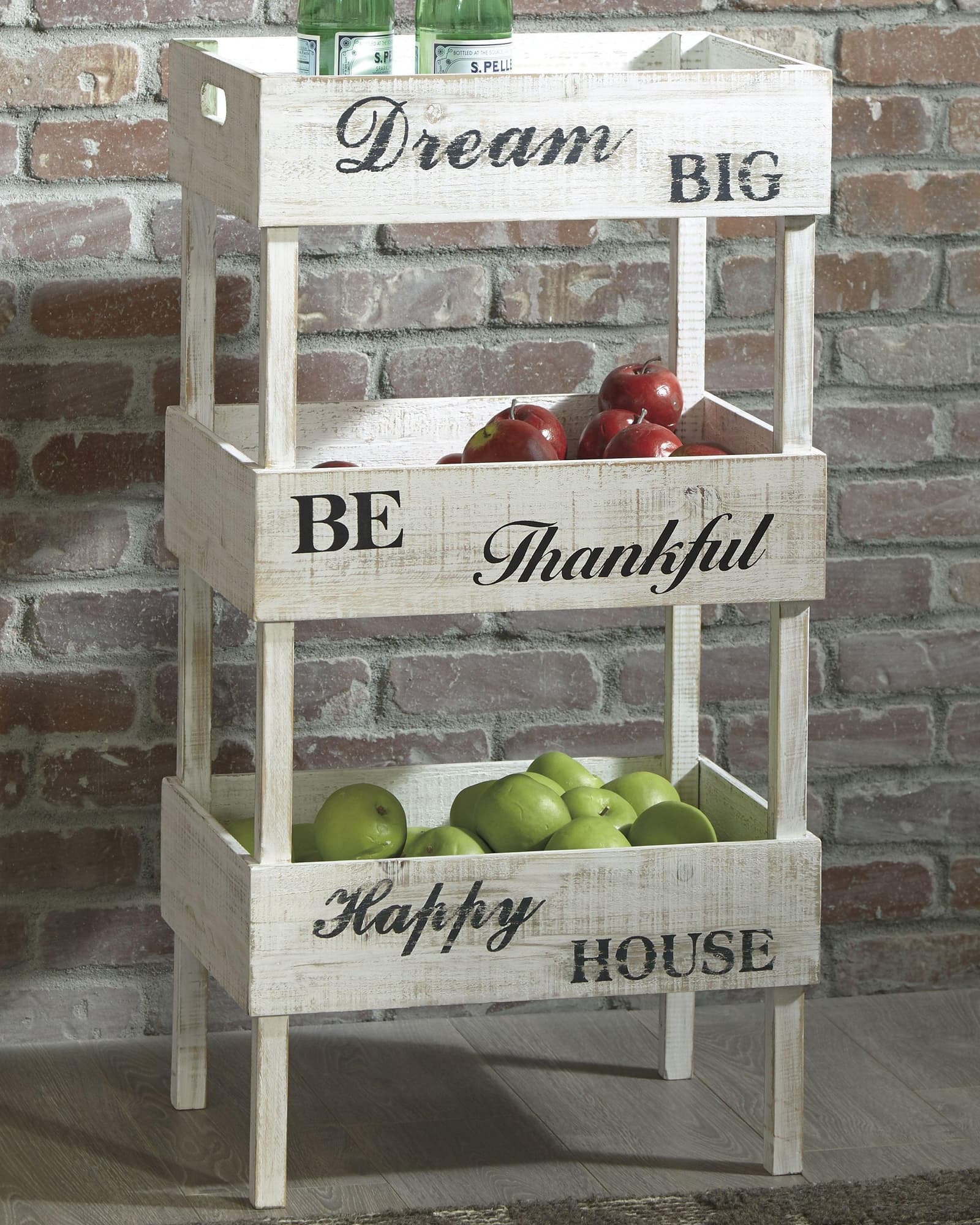Yulton Antique White Storage Shelf - Ella Furniture