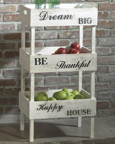 Yulton Antique White Storage Shelf - Ella Furniture