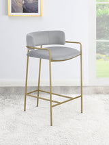 Comstock Upholstered Low Back Stool Grey And Gold - Ella Furniture