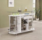 Gideon Crescent Shaped Glass Top Bar Unit With Drawer - Ella Furniture