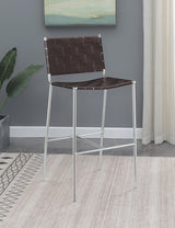 Adelaide Upholstered Bar Stool With Open Back Brown And Chrome - Ella Furniture