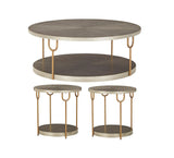 Ranoka Beige/Gold Modern Contemporary Ash Metal Wood Round Tables Set - Ella Furniture