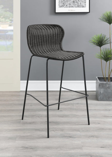 Mckinley Upholstered Bar Stools With Footrest (Set Of 2) Brown And Sandy Black - Ella Furniture
