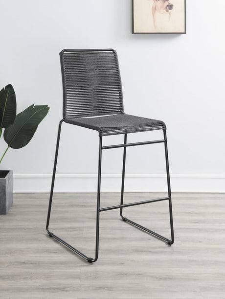 Kai Upholstered Bar Stools With Footrest (Set Of 2) Charcoal And Gunmetal - Ella Furniture